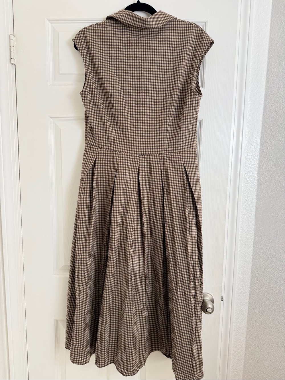 RIHOAS Brown Gingham Pleated Midi Dress NWT Size L - Picture 6 of 7